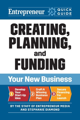 Paperback book titled "Creating, Planning, and Funding Your New Business" by Entrepreneur Press with a cover featuring the title.