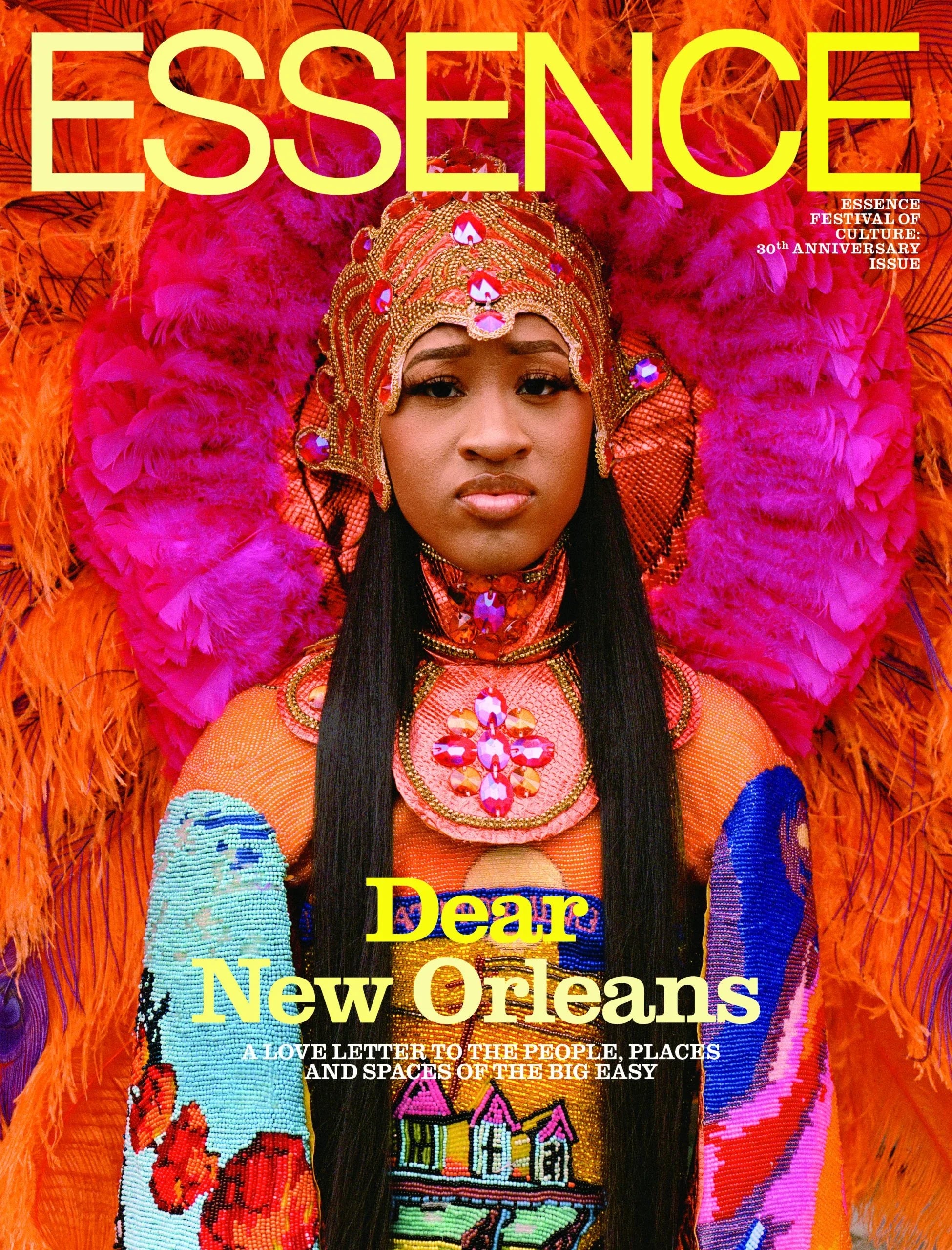 Cover of Essence Magazine featuring "Dear New Orleans" with vibrant colors and engaging headlines.