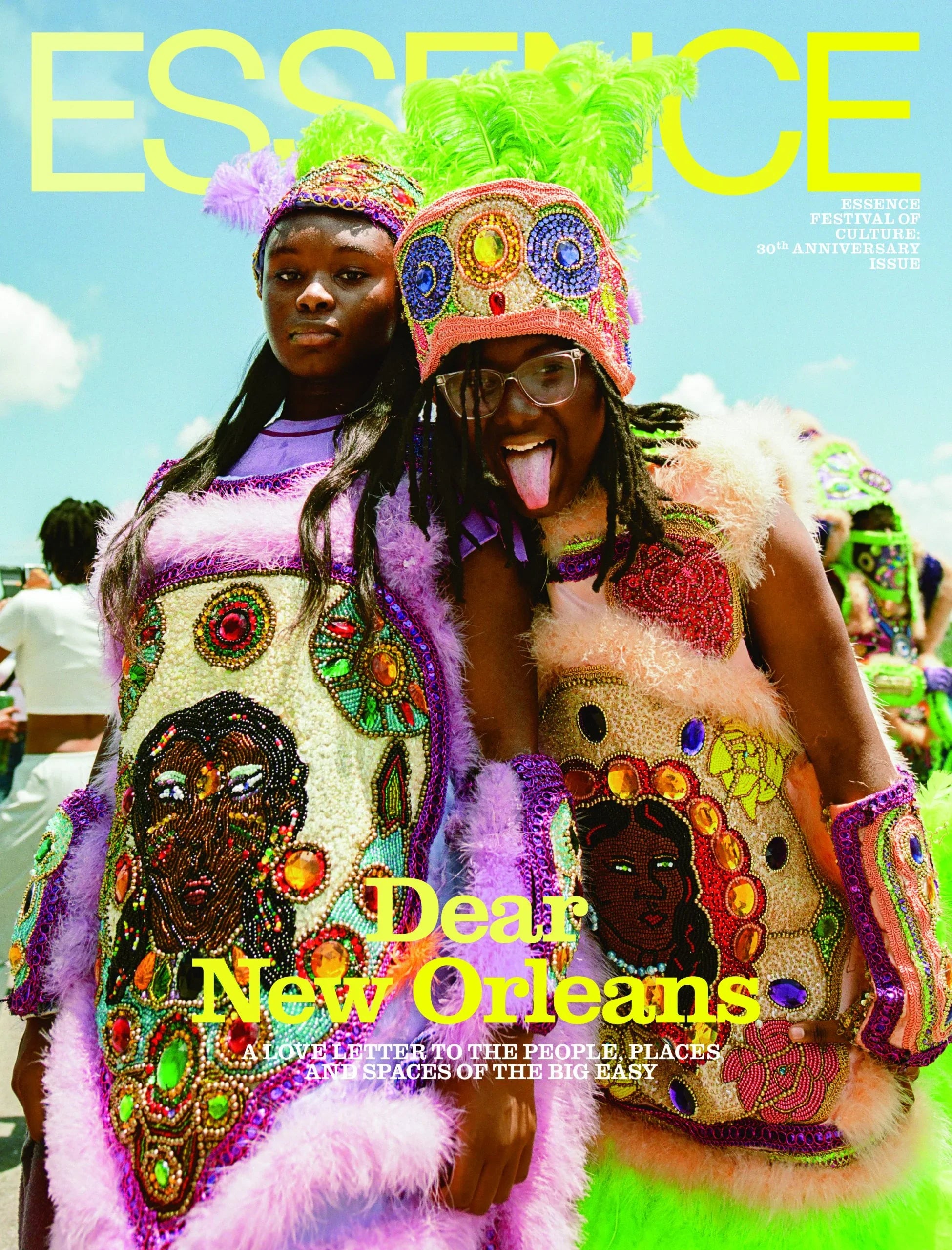 Essence Magazine cover featuring "Dear New Orleans" with vibrant colors and engaging design elements.