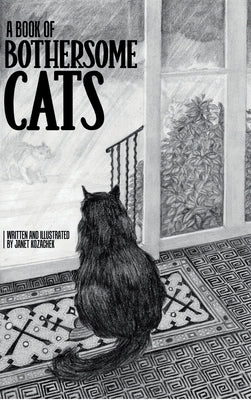 Hardcover book titled "A Book of Bothersome Cats" by Finishing Line Press, featuring a colorful cover illustration.