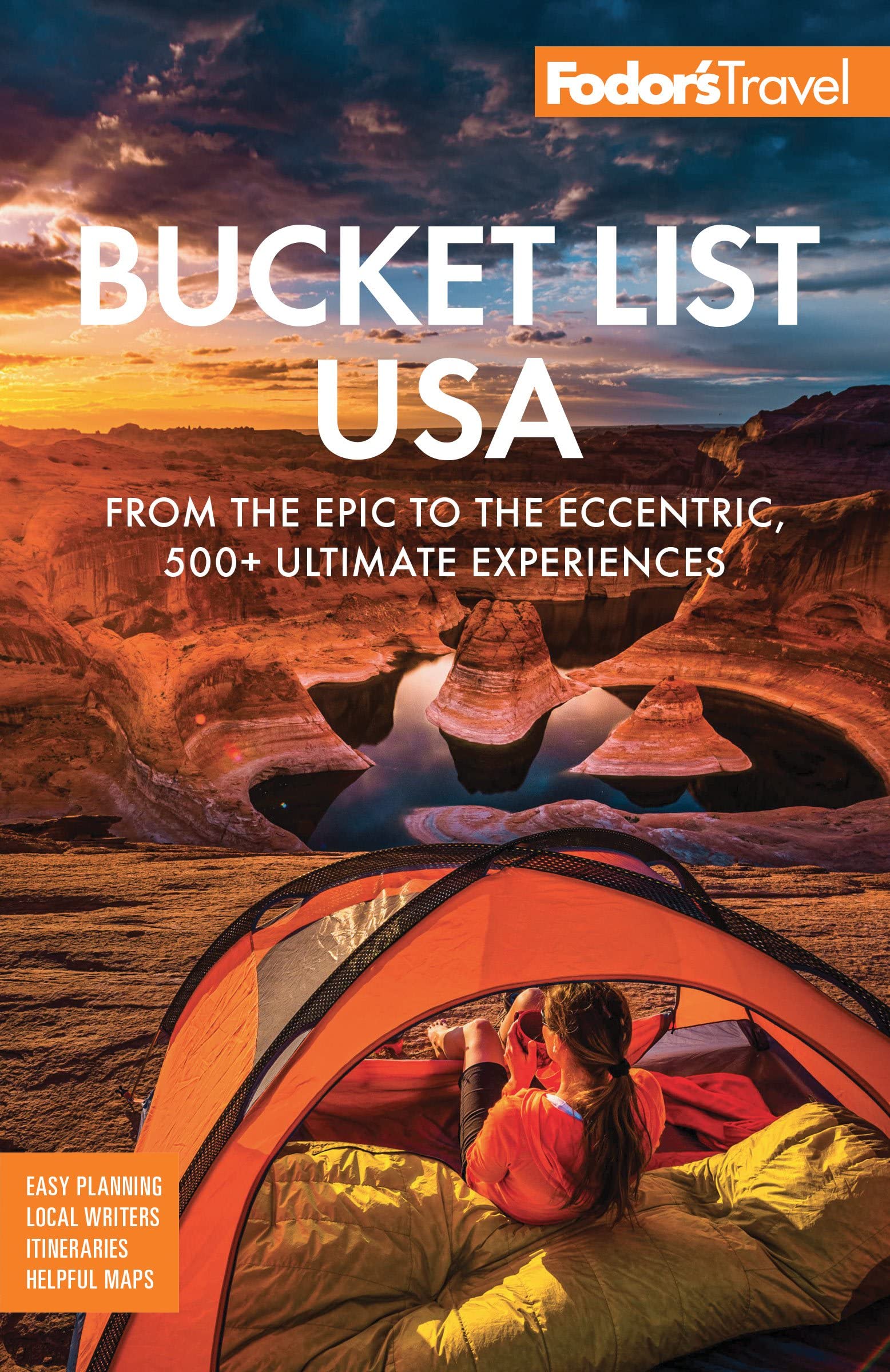Fodor's Travel paperback book titled "Fodor's Bucket List USA" featuring a colorful cover with iconic US landmarks.