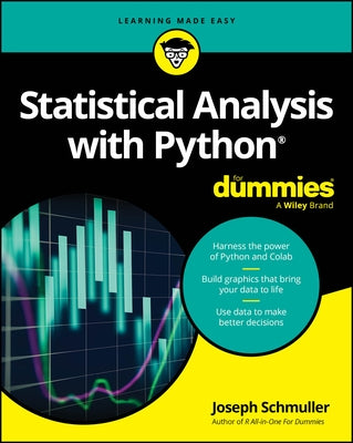 Paperback book titled "Statistical Analysis with Python for Dummies" by For Dummies, featuring the cover design.