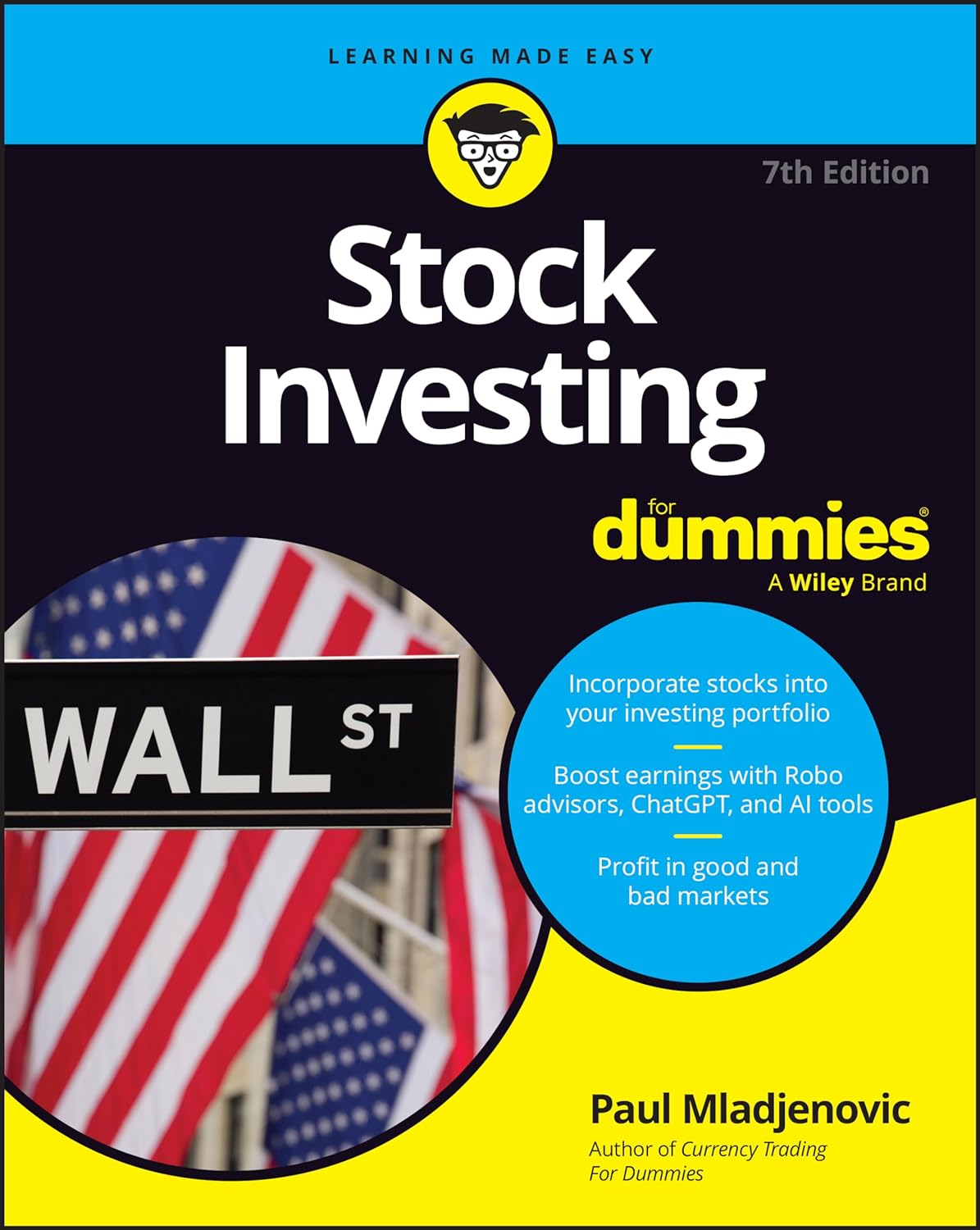 Paperback edition of Stock Investing for Dummies 7th edition by For Dummies, featuring a cover with financial graphics.