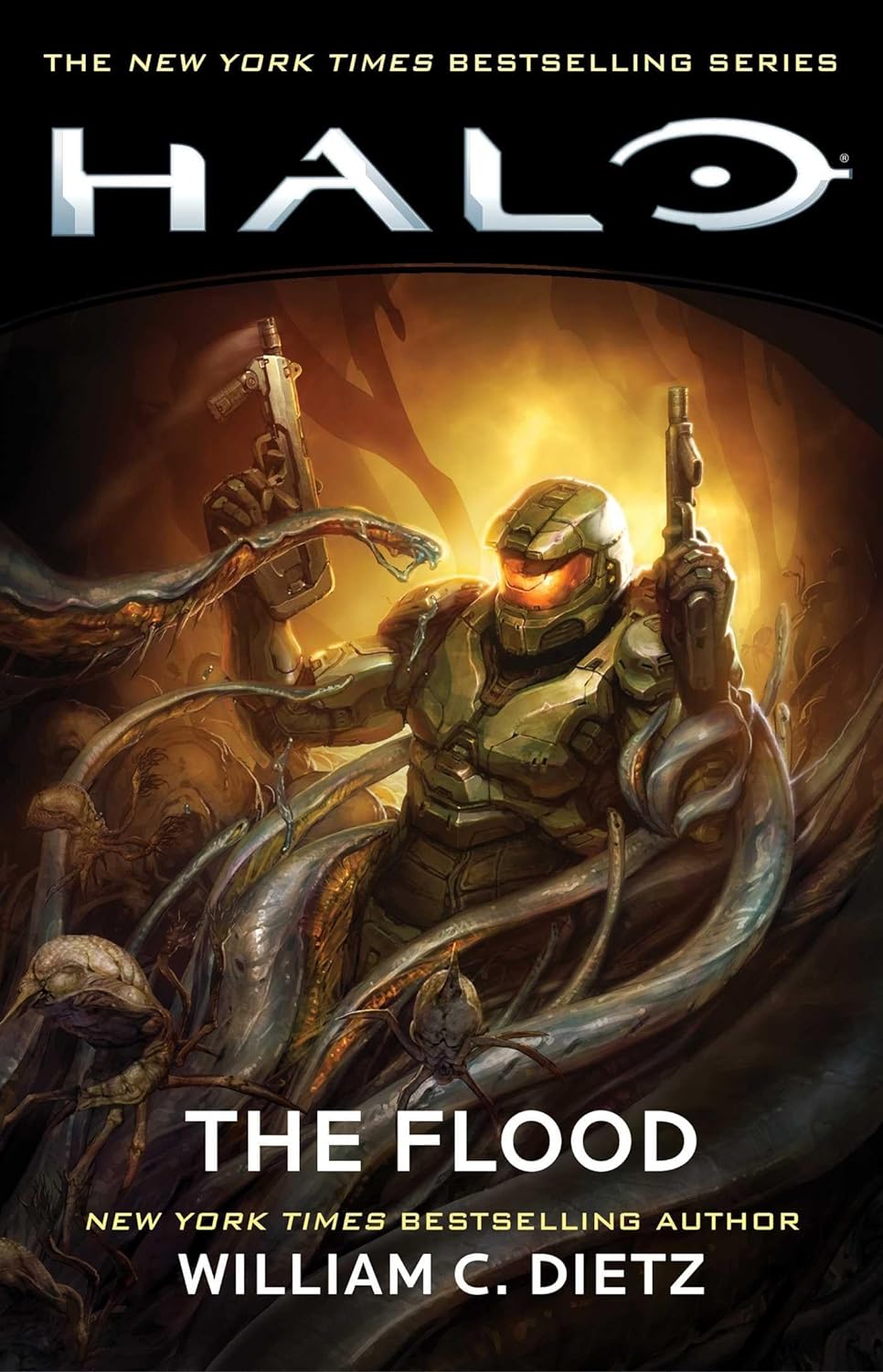 Paperback of Halo: The Flood, the second book in the Halo series, published by Gallery Books, with artwork on the cover.