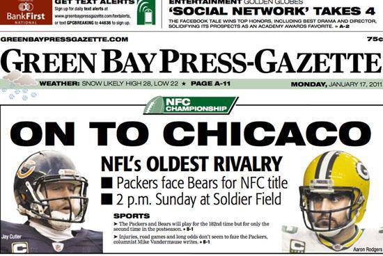 Green Bay Press-Gazette newspaper with daily Mon-Sun delivery schedule, offering four weeks of subscription service.