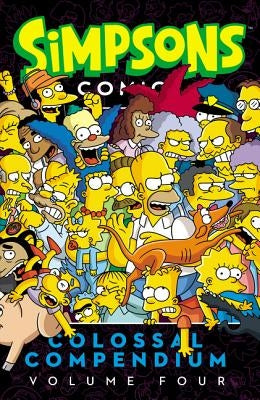 Paperback of Simpsons Comics Colossal Compendium Volume 4 by Harper Paperbacks, showing colorful cover art with characters and comic illustrations.