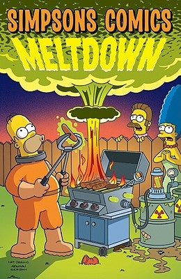 Paperback of Simpsons Comics Meltdown by Harper Paperbacks featuring colorful comic book cover art with popular characters.