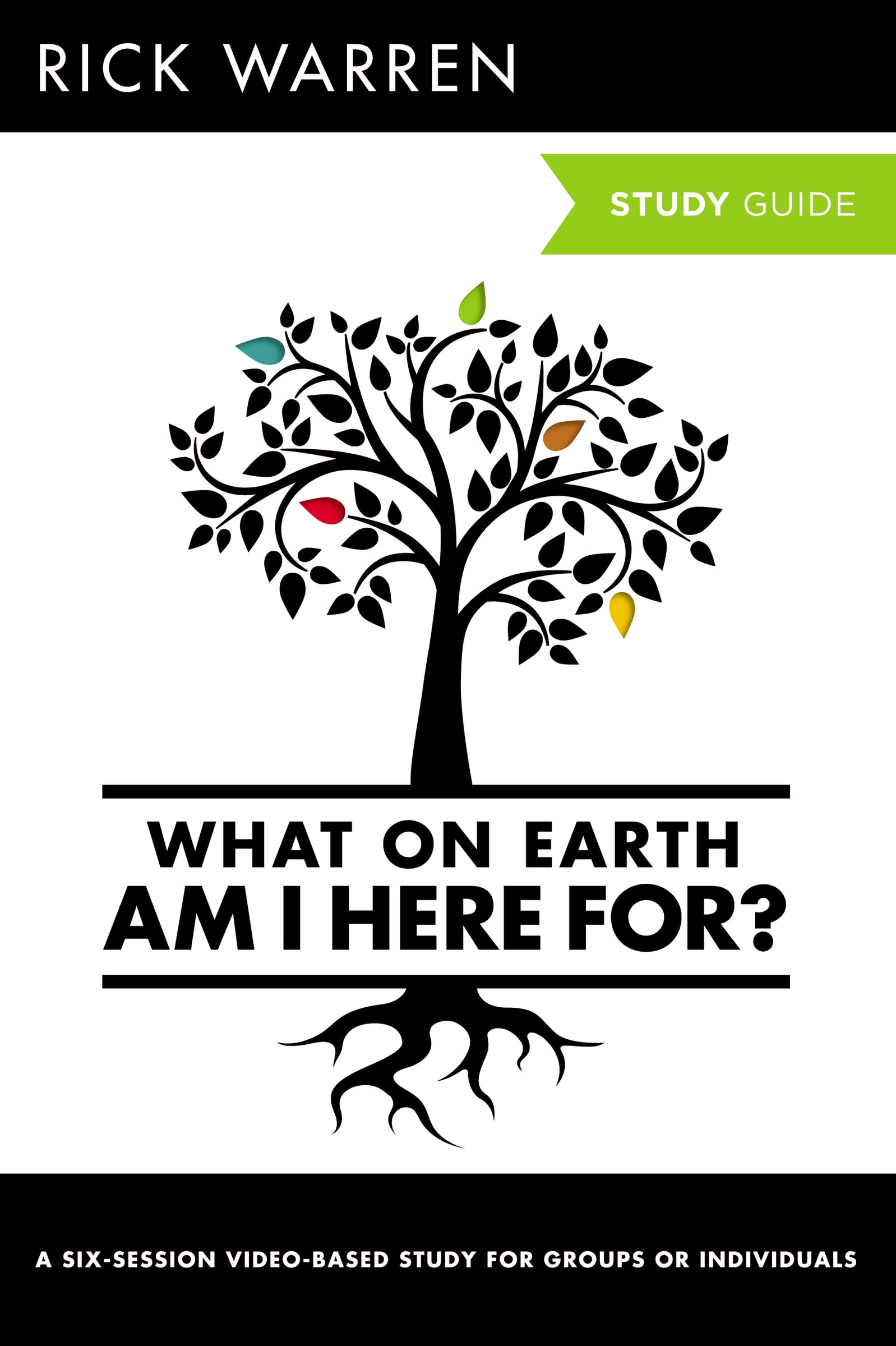 Paperback study guide titled "What on Earth Am I Here For?" by HarperChristian Resources, featuring a colorful cover design.