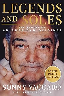 Large print biography book titled "Legends and Soles: The Memoir of an American Original" by HarperOne, featuring a cover image.