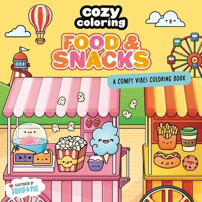 Cozy Coloring Food & Snacks paperback coloring book by Harperpop featuring relaxing pages with foods, drinks, desserts, and more.