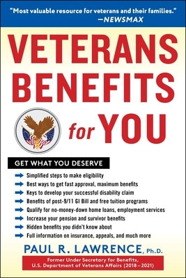 Paperback book titled "Veterans Benefits for You: Get What You Deserve" by Humanix Books, featuring a cover with patriotic design.