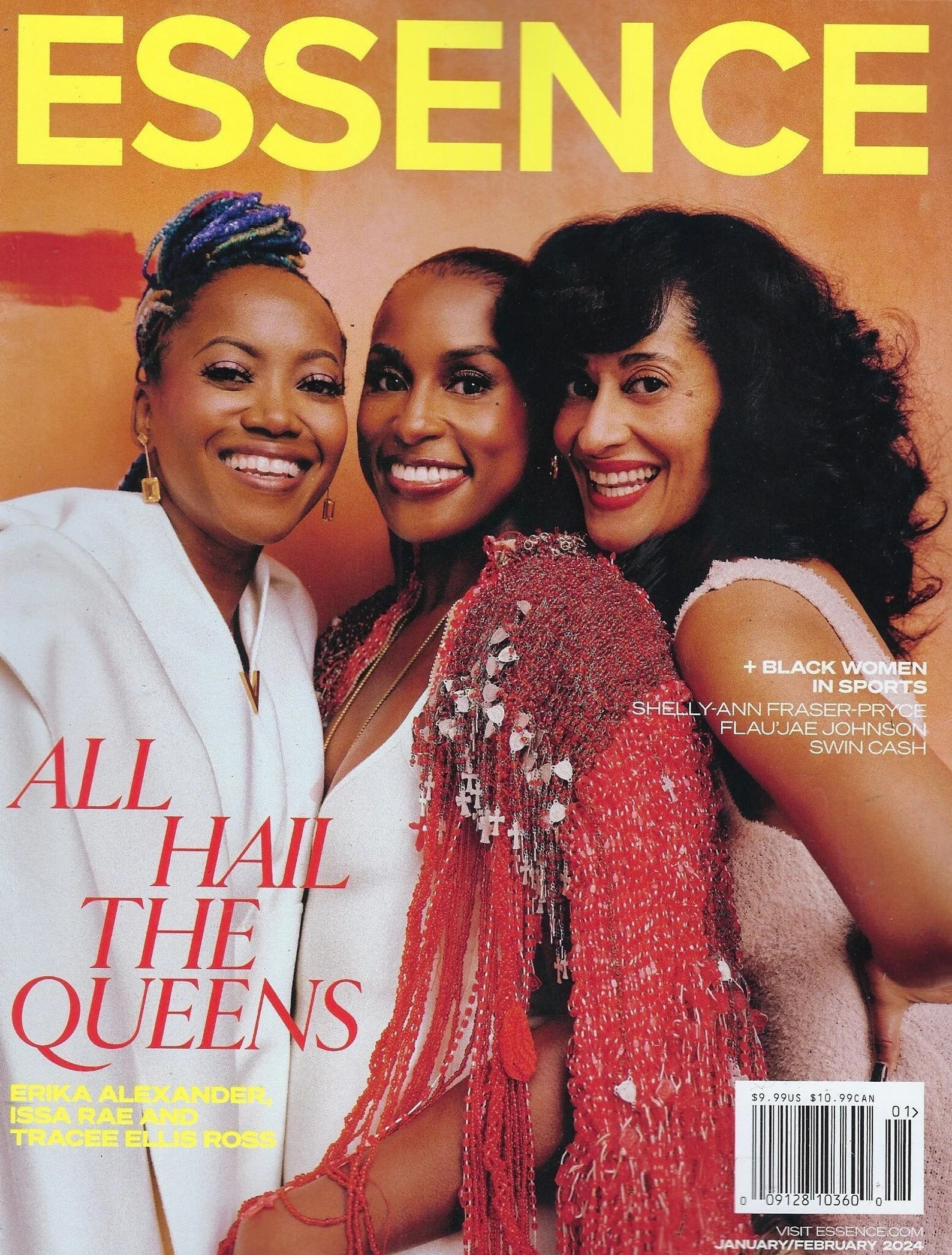 Essence Magazine cover featuring diverse women celebrating culture and empowerment, vibrant colors and engaging layout.