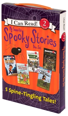 HarperCollins spooky stories box set with five Halloween paperback books for beginning readers, featuring spooky illustrations.