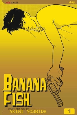 Paperback of Banana Fish, Vol. 1 manga by Viz Media featuring colorful cover art and Japanese manga characters.