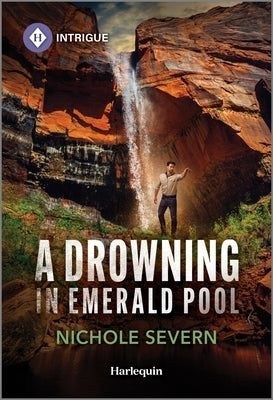 Cover of "A Drowning in Emerald Pool" mass market paperbound novel by Harlequin Intrigue featuring a mysterious emerald-colored pool scene.