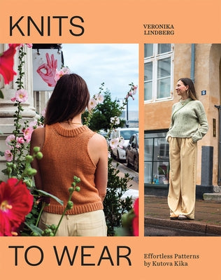 Paperback book titled "Knits to Wear" by Kutova Kika, featuring colorful knitting patterns on the cover.