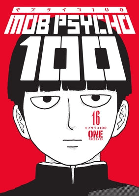 Paperback copy of Mob Psycho 100 Volume 16 manga by Dark Horse Manga, featuring cover art with characters and vibrant design.