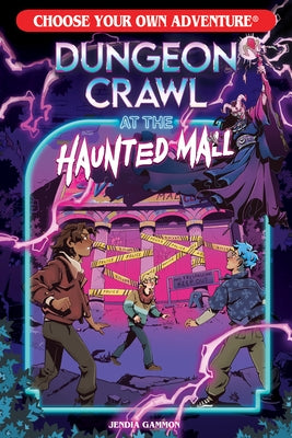 Paperback "Dungeon Crawl at the Haunted Mall" Choose Your Own Adventure book featuring spooky mall adventure scenes.