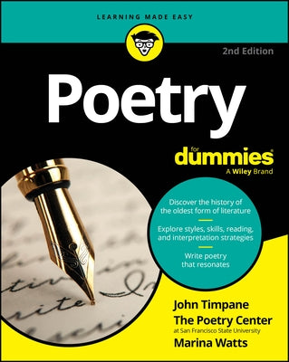 Paperback copy of "Poetry for Dummies" by For Dummies, featuring a book cover with title and author details.