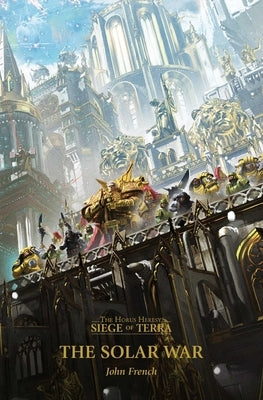 Paperback copy of The Solar War by Games Workshop, featuring cover art with futuristic sci-fi imagery.