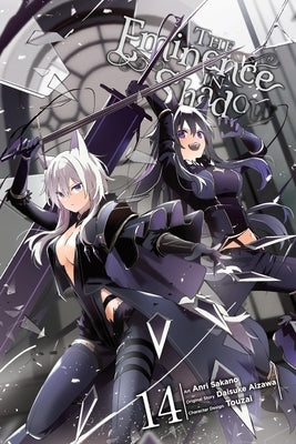 Paperback manga volume 14 of The Eminence in Shadow by Yen Press, featuring cover art with characters from the series.