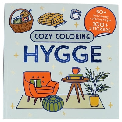 Cozy Coloring Hygge paperback book by Parragon featuring calming coloring pages and sticker activities for relaxation.