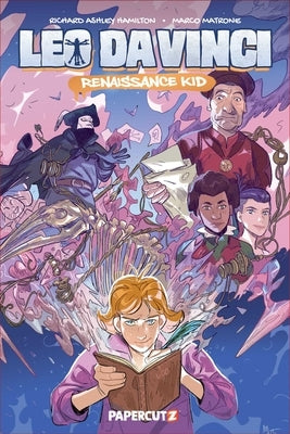 Paperback of Leo Da Vinci: Renaissance Kid by Papercutz showing the cover with colorful artwork and title text.