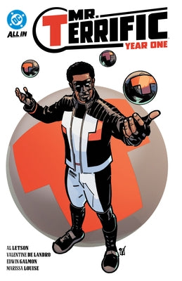 Paperback comic book titled Mr. Terrific: Year One by DC Comics featuring colorful cover art with superhero imagery.