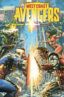 Marvel Universe West Coast Avengers Vol. 2 paperback comic book featuring colorful cover art with Avengers characters.