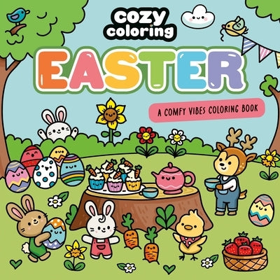 Cozy Coloring Easter coloring book by Harperpop featuring bouncy bunnies, hidden eggs, and spring scenes for relaxing coloring fun.