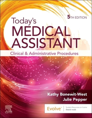Paperback of Today's Medical Assistant book by Elsevier showing a clinical and administrative procedures textbook cover.
