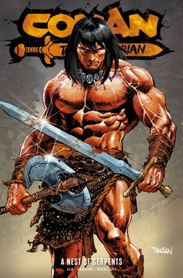 Paperback of Conan the Barbarian Vol. 6: A Nest of Serpents by Titan Comics, featuring a cover with Conan in a jungle setting.