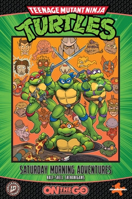 Teenage Mutant Ninja Turtles paperback book titled "Saturday Morning Adventures: On the Go" from IDW Publishing, featuring colorful turtle characters.