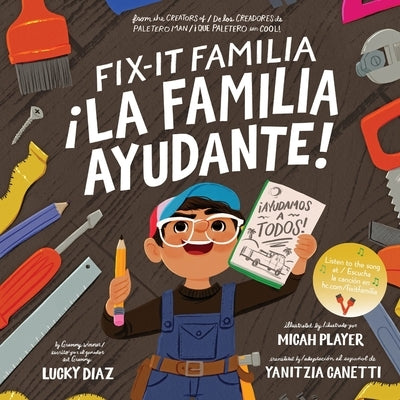 Bilingual English-Spanish paperback book "Fix-It Familia" by HarperCollins, featuring colorful family illustrations on the cover.