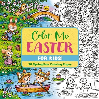 Color Me Easter coloring book for kids by Applesauce Press, featuring 30 springtime-themed pages with festive illustrations.