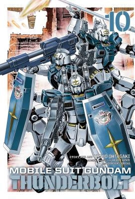 Paperback of Mobile Suit Gundam Thunderbolt, Vol. 10 by Viz Media, featuring cover art of Gundam mobile suits.