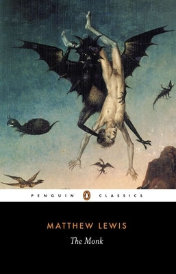 Paperback copy of "The Monk" by Penguin Classics, featuring its cover with classic design and title text.