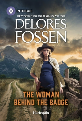Cover of "The Woman Behind the Badge" mass market paperback by Harlequin Intrigue featuring a mysterious woman and badge in a dramatic scene.