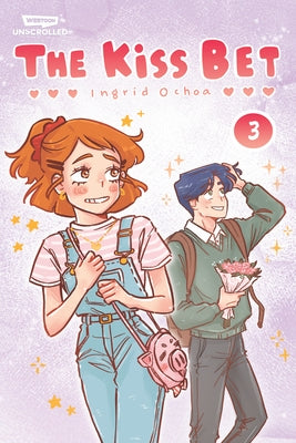 Paperback of The Kiss Bet, Vol. 3 Webtoon Unscrolled graphic novel featuring colorful cover art and illustrations.