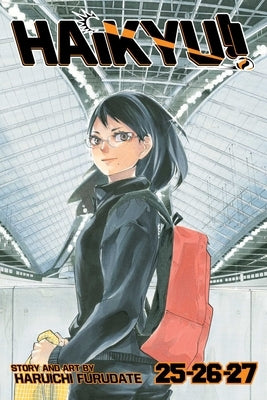 Paperback manga volume featuring Haikyu!! 3-in-1 Edition, Vol. 9 with volumes 25, 26, and 27 by Viz Media.