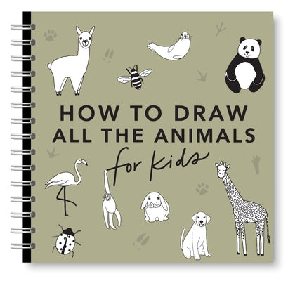 Paperback book titled "All the Animals: How to Draw Books for Kids" featuring colorful illustrations of dogs, cats, lions, and dolphins.