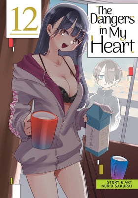 Paperback of The Dangers in My Heart Vol. 12 manga by Seven Seas, showing the cover with colorful characters and artwork.