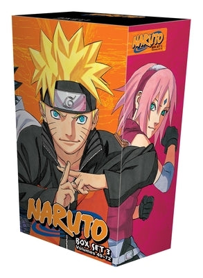 Naruto Box Set 3 paperback manga by Viz Media, featuring colorful cover art and multiple Naruto comic volumes stacked together.