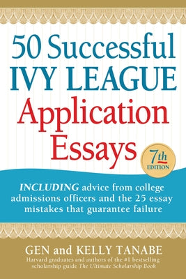 Paperback of 50 Successful Ivy League Application Essays by SuperCollege, featuring a close-up of the book cover with text and design.