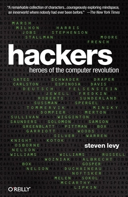 Paperback book titled "Hackers" by O'Reilly Media with a cover featuring a digital-themed design.