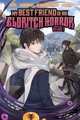 Paperback graphic novel "My Best Friend Is an Eldritch Horror" Vol. 1 by Vault Comics, featuring dark, surreal artwork on the cover.
