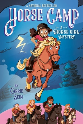 Paperback copy of "Horse Camp: A Horse Girl Mystery" by Penguin Workshop, featuring a colorful cover illustration.