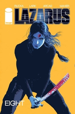 Paperback of Lazarus Volume 8 by Image Comics featuring detailed cover art and vibrant colors.