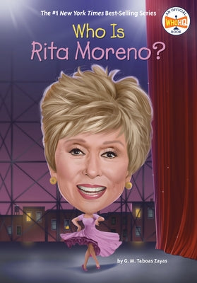Paperback book titled "Who Is Rita Moreno?" by Penguin Workshop, featuring Rita Moreno's portrait on the cover.