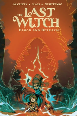 Paperback copy of The Last Witch: Blood & Betrayal by Boom!box, showing the book cover with dark fantasy artwork.